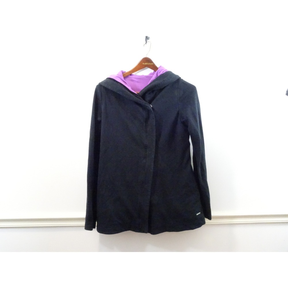 Lululemon Savasana Wrap Hoodie Jacket Black Purple Snap Front Size 8